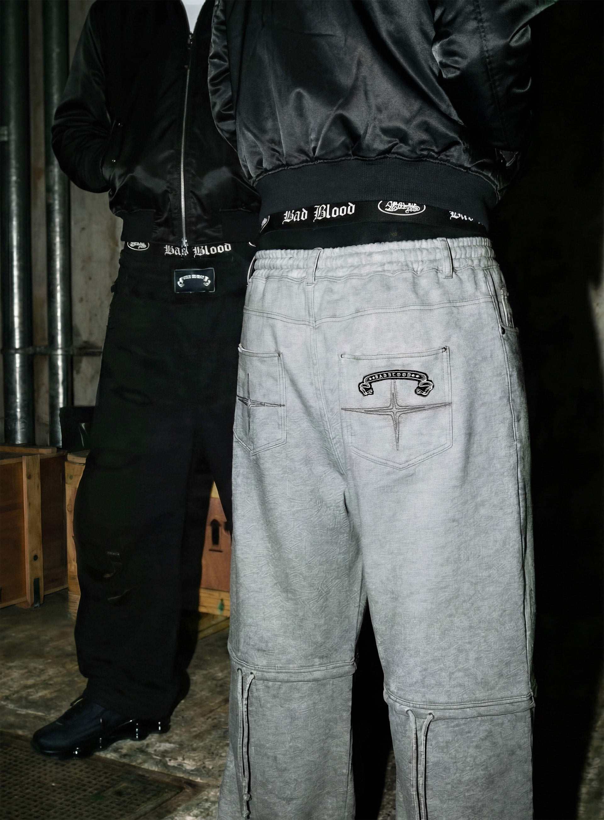 Badblood Unisex Distressed Drawstring Wide-Leg Sweatpants