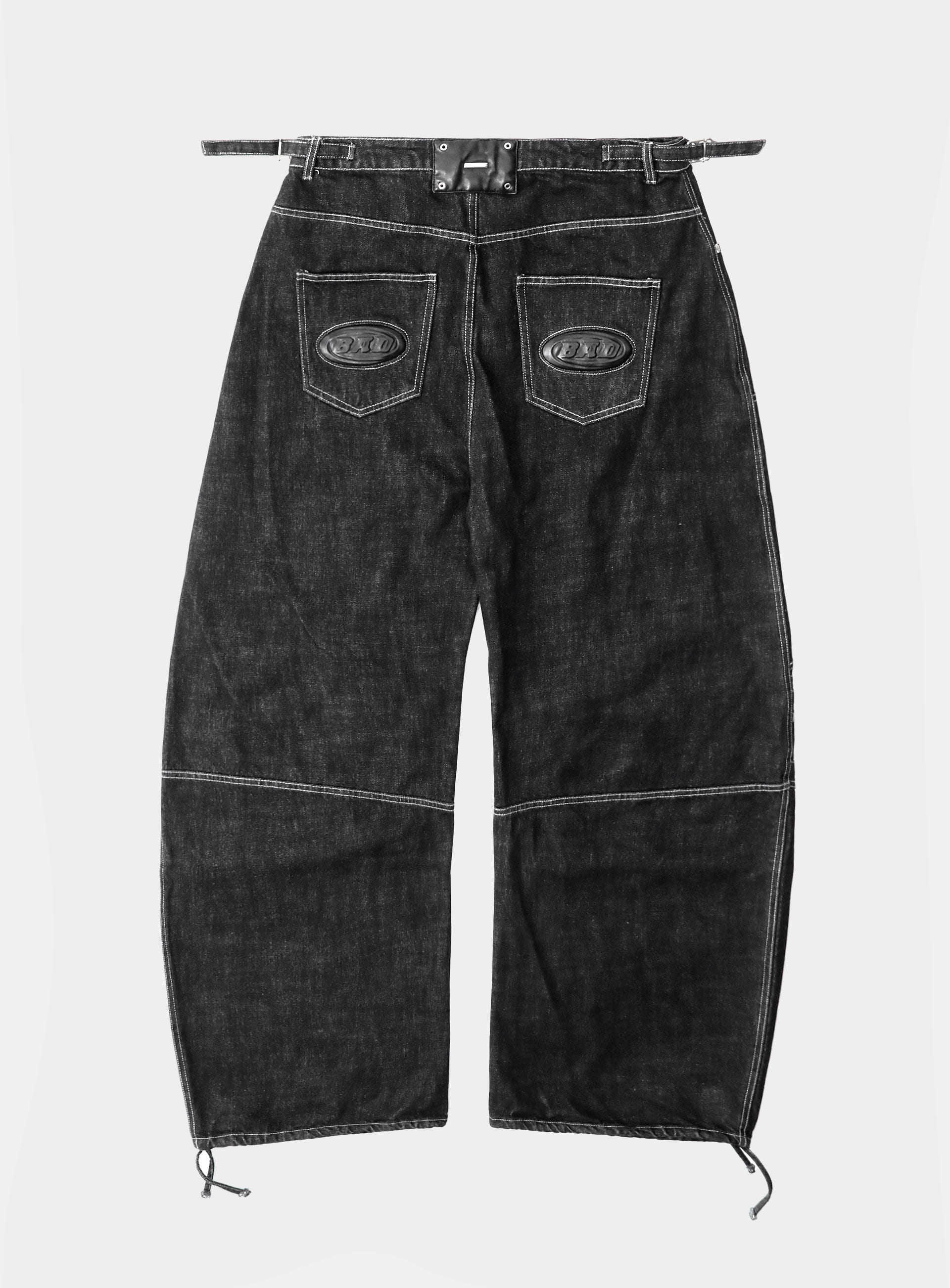 Badblood Women's Vintage Dirty Wash Curved Wide-Leg Jeans