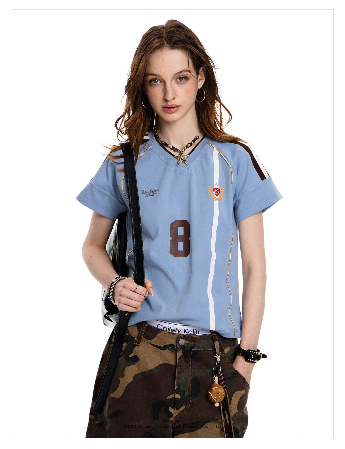 Women's Vintage Striped V-Neck Jersey T-Shirt