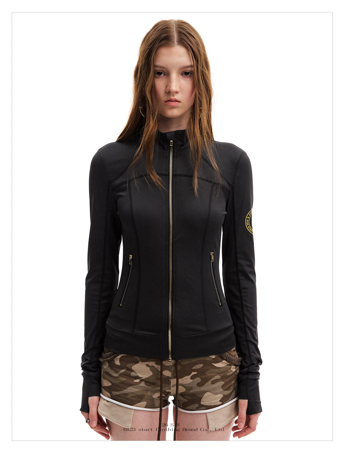 Women's Slim Fit Zip-Up Sun Protection Jacket with Gold Zipper