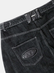 Badblood Women's Vintage Dirty Wash Curved Wide-Leg Jeans