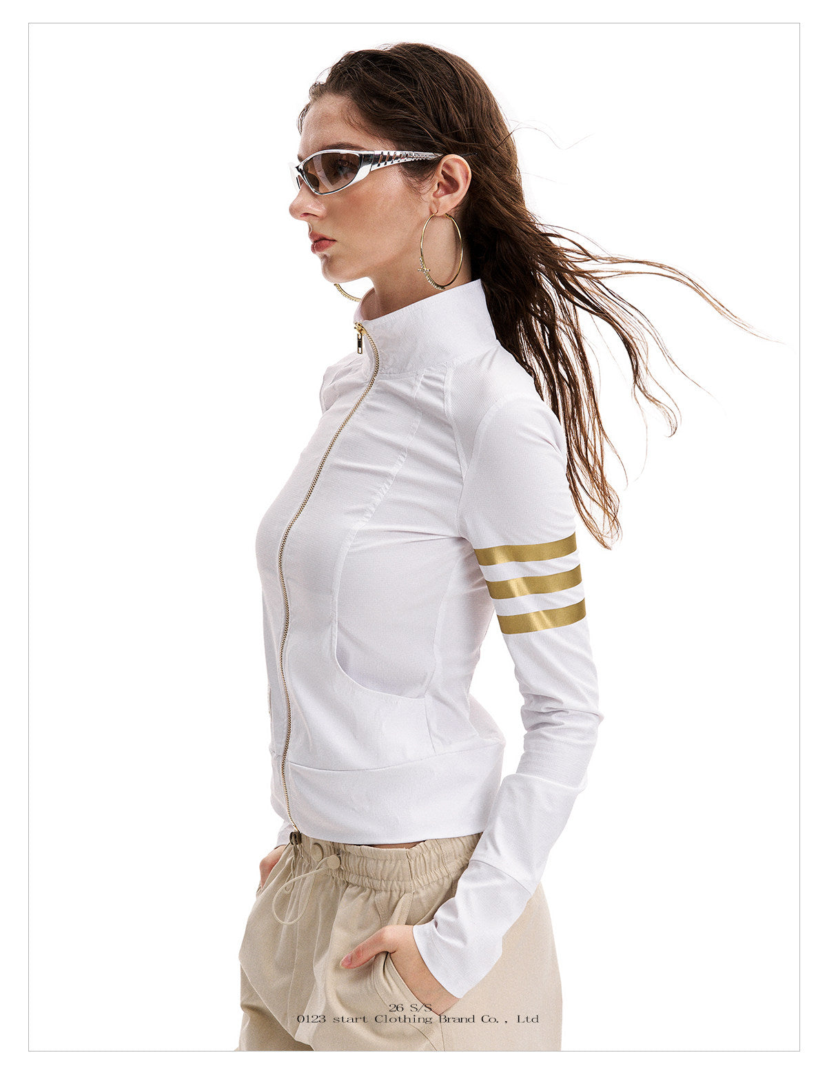 Women's Vintage Striped Zip-Up Sun Protection Jacket