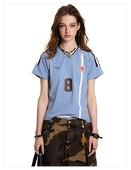 Women's Vintage Striped V-Neck Jersey T-Shirt