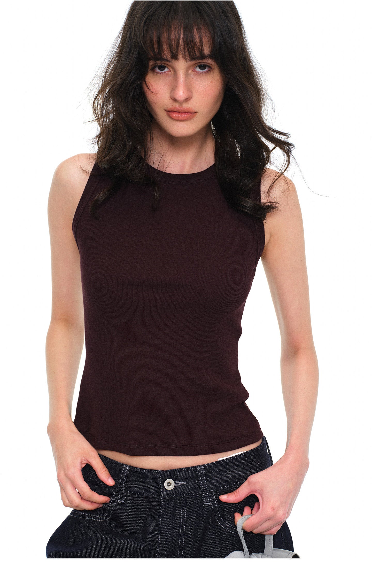 Women's Slim Fit Crew Neck Sleeveless Tank Top