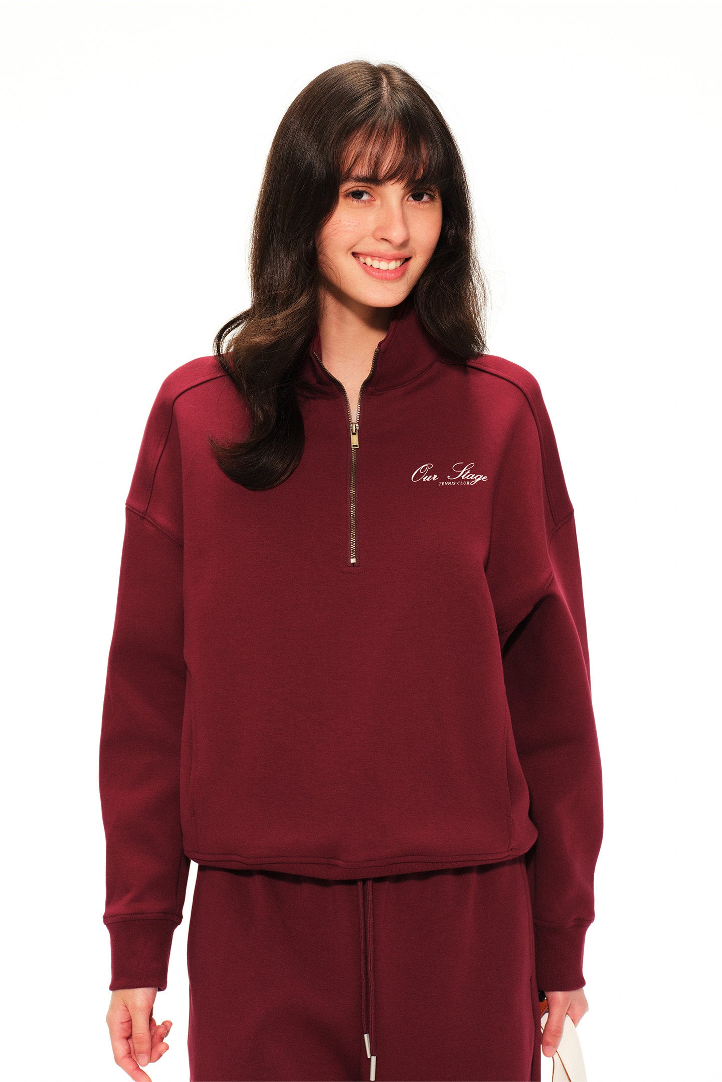 Our Stage Women's Vintage Half-Zip Mock Neck Sweatshirt