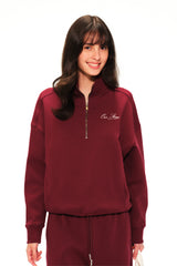 Our Stage Women's Vintage Half-Zip Mock Neck Sweatshirt