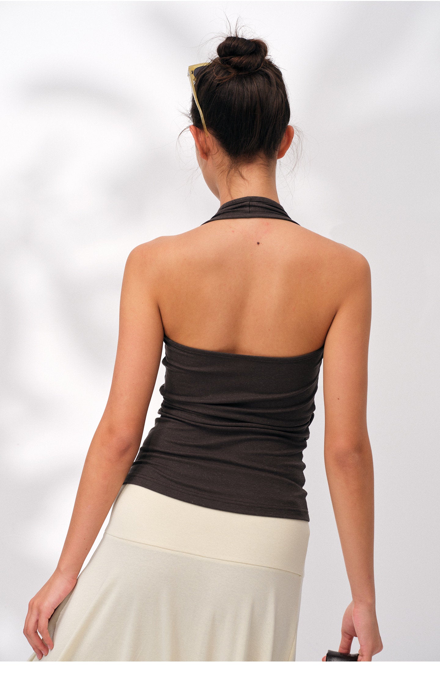 Women's TENCEL™ Lyocell Halter Cross V-Neck Ruched Cami Top