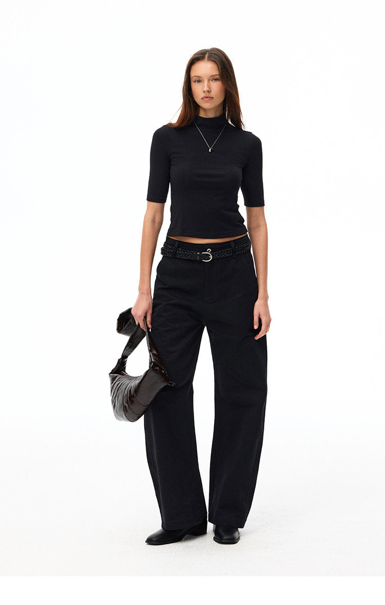 Women's Cotton Barrel Leg Straight Pants