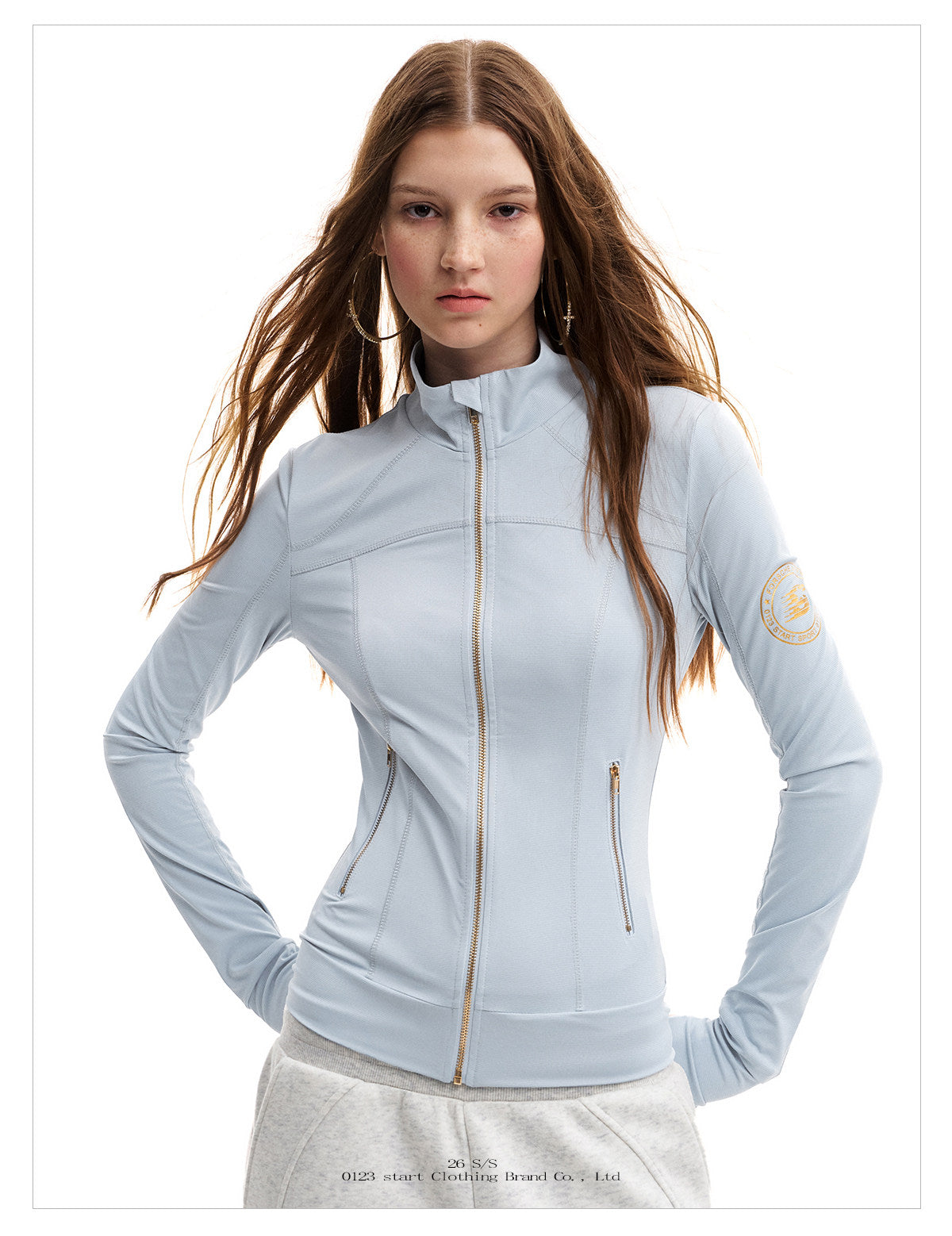 Women's Slim Fit Zip-Up Sun Protection Jacket with Gold Zipper
