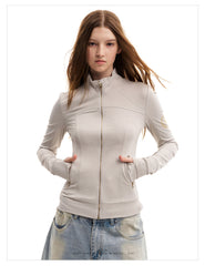 Women's Slim Fit Zip-Up Sun Protection Jacket with Gold Zipper