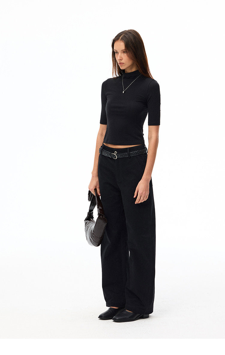Women's Cotton Barrel Leg Straight Pants