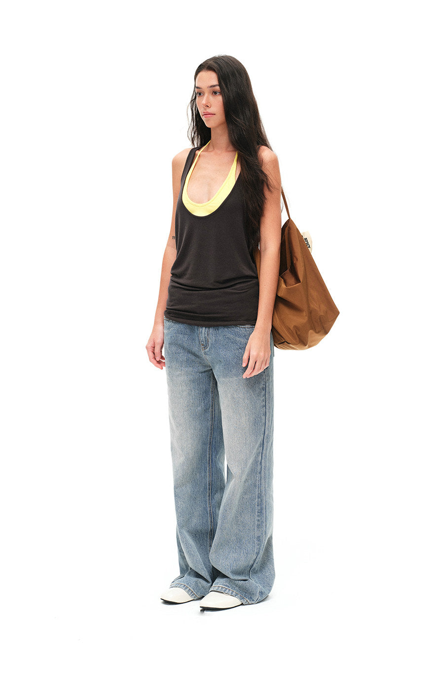 Women's Halter Neck Open Back Ribbed Tank Top