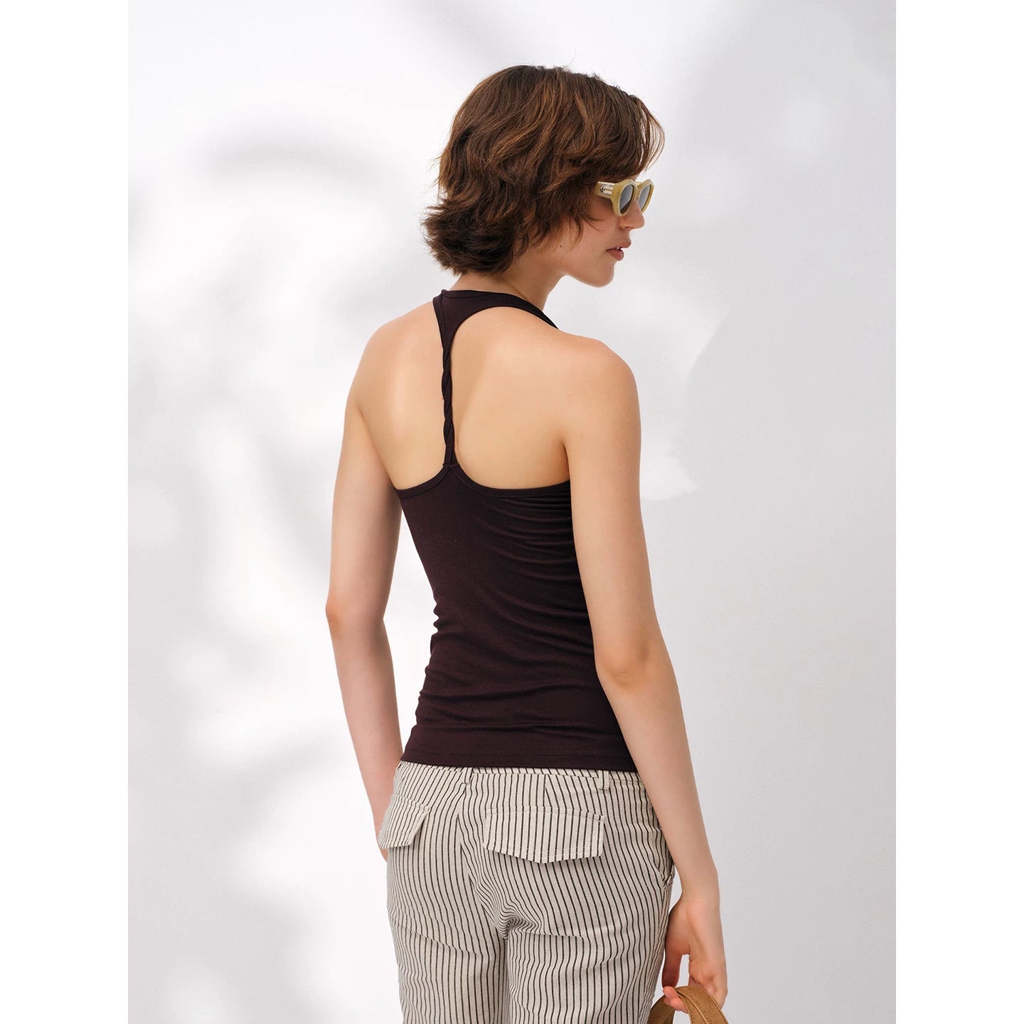 Our Stage 92% Lyocell High Elasticity U-neck Back Twisted Tight Fit and Versatile Fold Strap