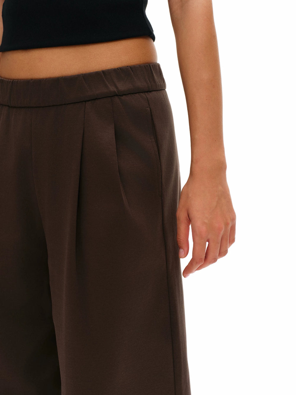 Our Stage 100% pure cotton soft and skin friendly pleated design anti wrinkle loose elastic waistband straight leg sanitary pants for women