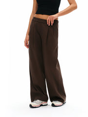 Our Stage 100% pure cotton soft and skin friendly pleated design anti wrinkle loose elastic waistband straight leg sanitary pants for women