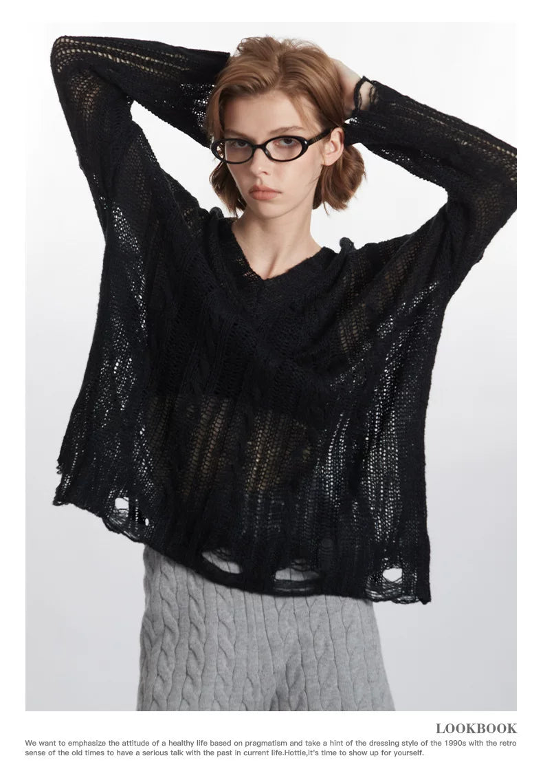 HeyHenry Women's Sheer Knit Sweater – Relaxed Fit Lightweight Pullover