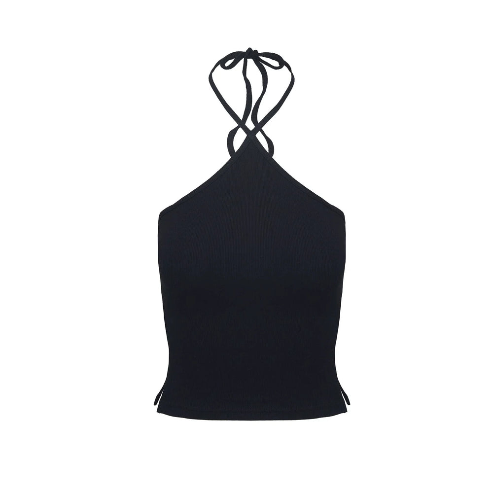 2026 summer cross hanging neck beautiful back camisole vest with back straps, spicy girl backless sleeveless top with chest cushion