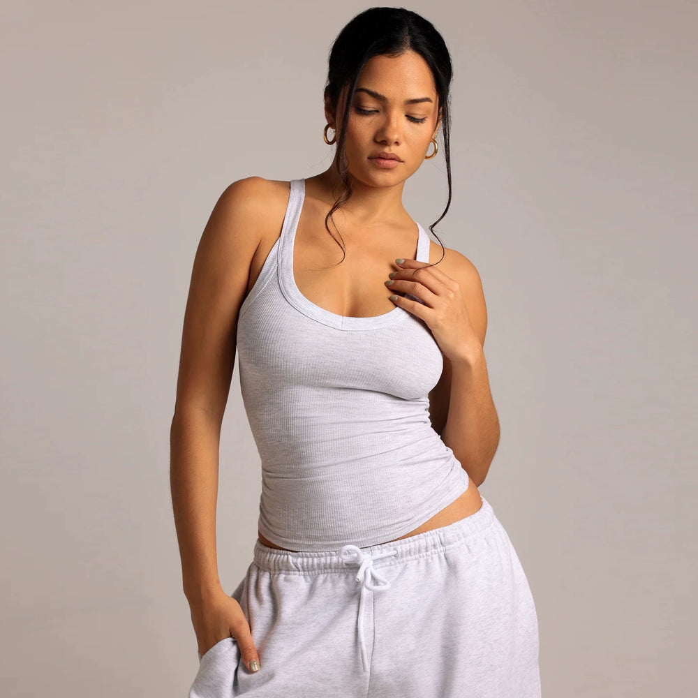 U-neck H-shaped vest with chest cushion, American style spicy girl elastic thread slim fit and slimming camisole top for summer 2026