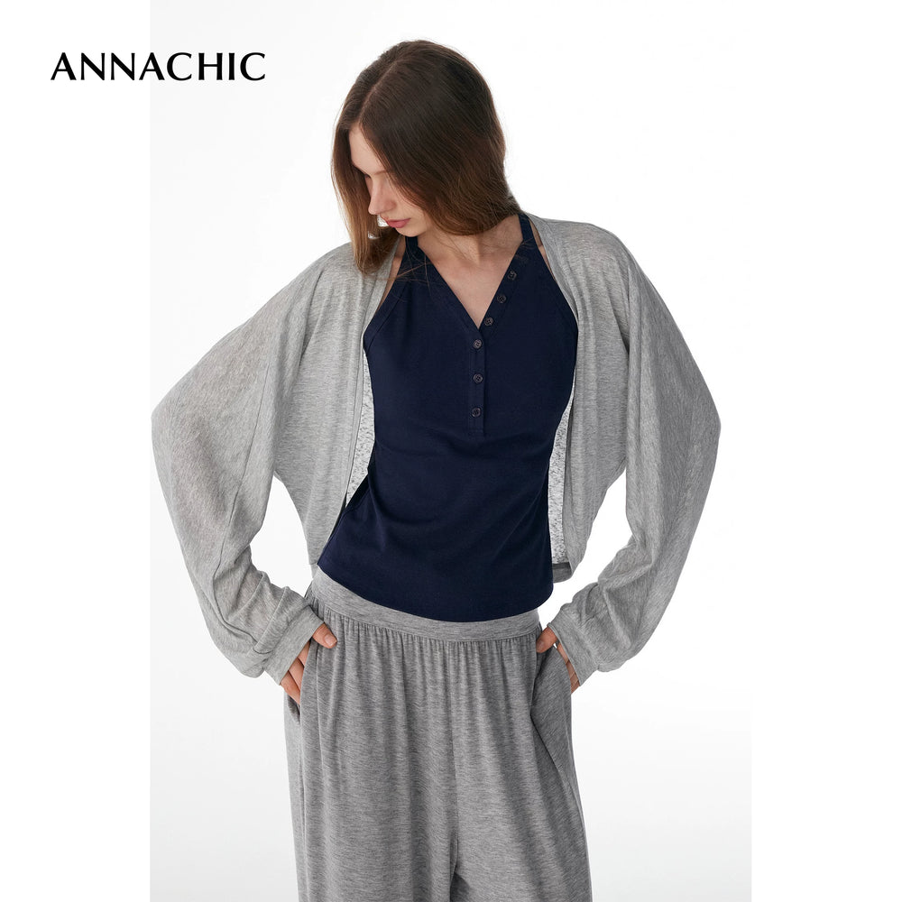 ANNASHIC Lightweight If Nothing Else _ Women's/Lightweight Sunscreen Shawl Air Conditioning Hoodie Top with Shoulder and Long Sleeve Cardigan