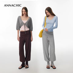 ANNACHIC Fashionable Sportiness _ Fake Two piece Hip Covering Pants/Foot Stepping Exercise Yoga Pants Tight Fitness Pants
