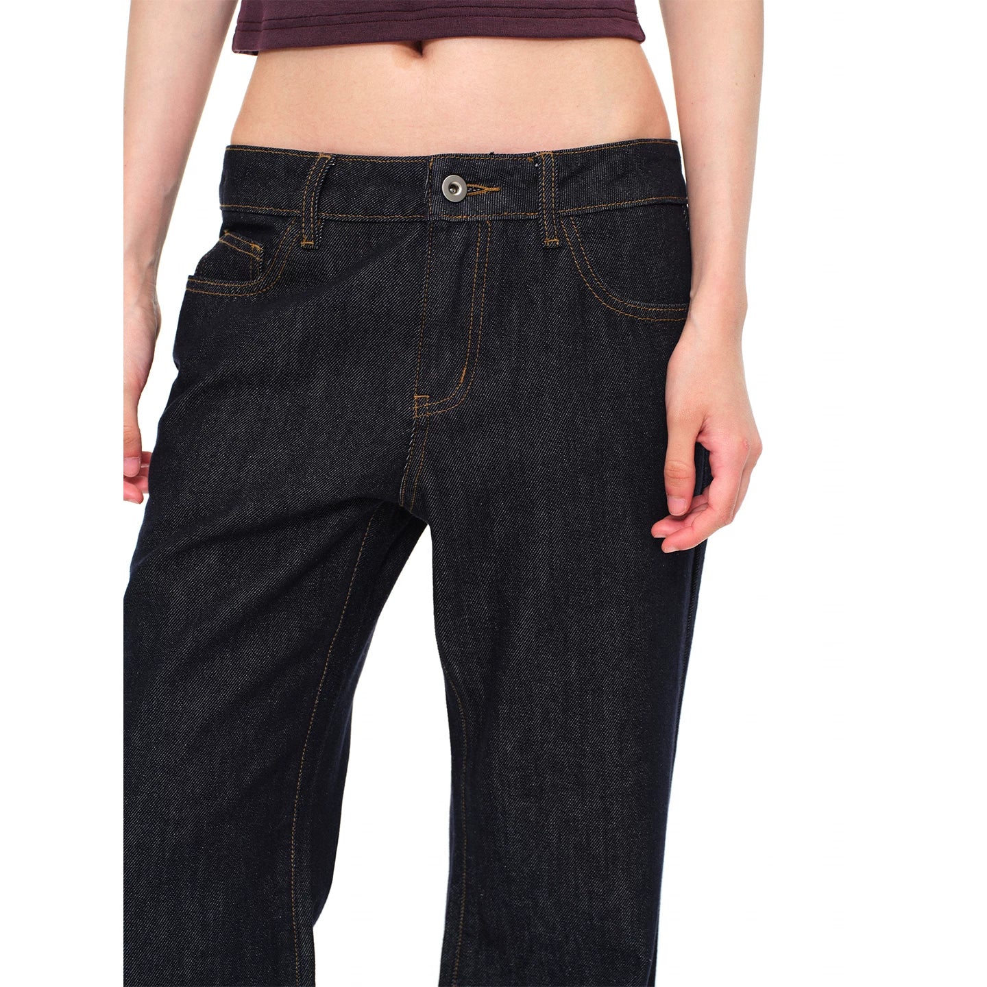 Our Stage 95% Cotton Skin friendly Retro Low Waist Straightening Straight Tube Micro Wide Legs Versatile Original Cow Jeans
