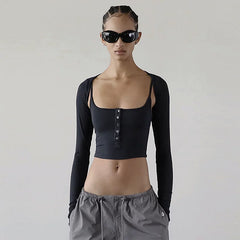 Xia Spicy Girl Sexy Square Neck Short Strap Badblood with Chest Cushion to Cover the Side Breasts Tight Anti Light Strap Top