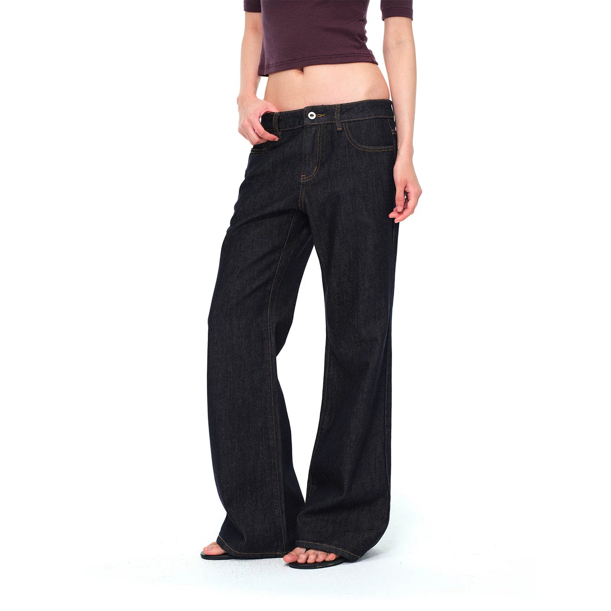 Our Stage 95% Cotton Skin friendly Retro Low Waist Straightening Straight Tube Micro Wide Legs Versatile Original Cow Jeans