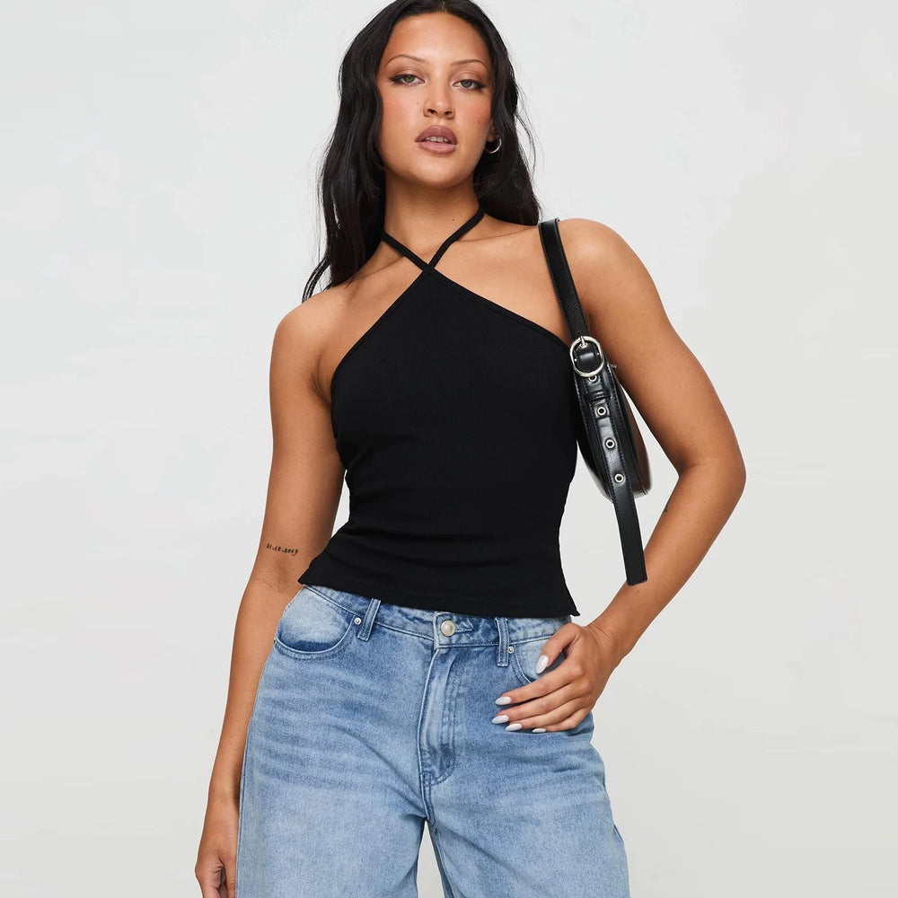 2026 summer cross hanging neck beautiful back camisole vest with back straps, spicy girl backless sleeveless top with chest cushion