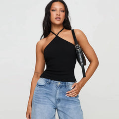 2026 summer cross hanging neck beautiful back camisole vest with back straps, spicy girl backless sleeveless top with chest cushion