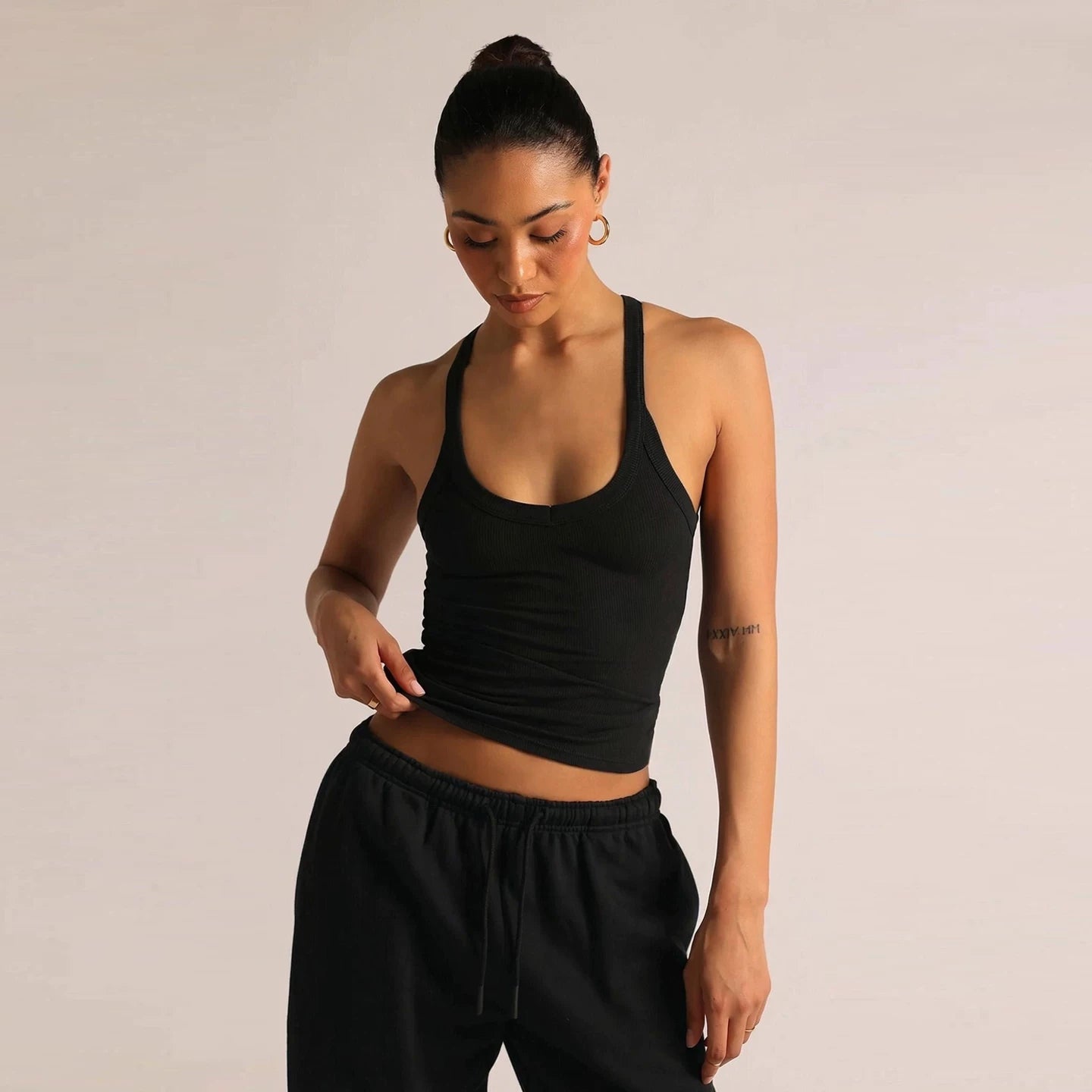 U-neck H-shaped vest with chest cushion, American style spicy girl elastic thread slim fit and slimming camisole top for summer 2026