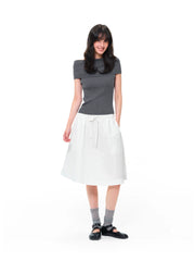 Our Stage Low Waist Anti Wrinkle Straightening Loose Wide Legs Drawstring Waist A-line Five point Casual Umbrella Pendant Skirt