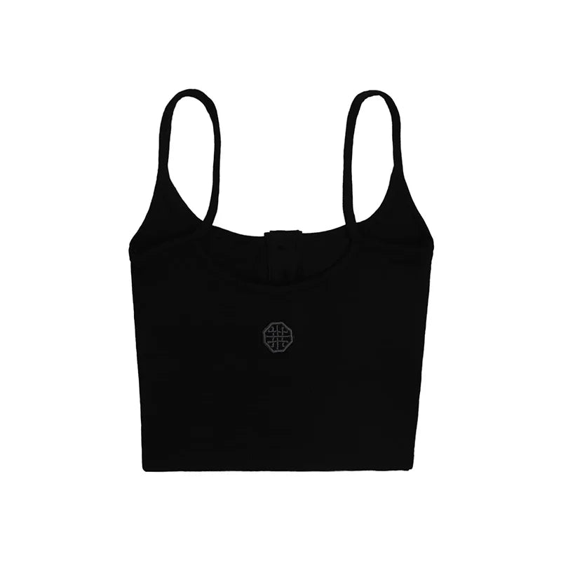 Xia Spicy Girl Sexy Square Neck Short Strap Badblood with Chest Cushion to Cover the Side Breasts Tight Anti Light Strap Top