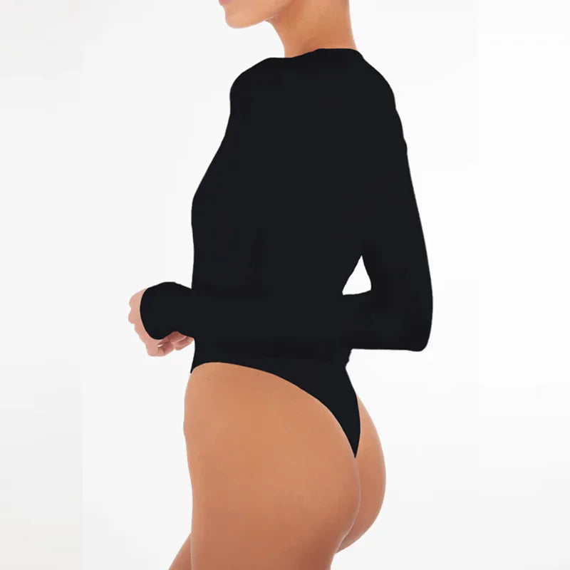 Sexy black jumpsuit for spring, spicy girl, deep V-neck, exposed chest bottom jumpsuit, long sleeved jumpsuit, jumpsuit with multiple layers