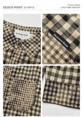 HeyHenry Color Block Plaid Pocket Long Sleeve Shirt