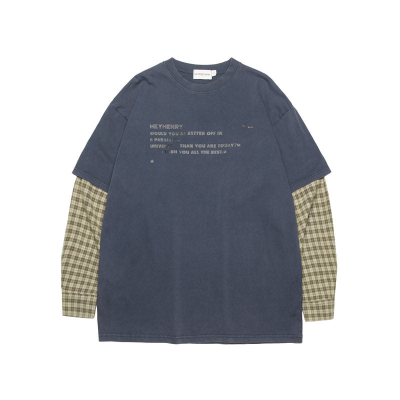 HeyHenry Streetwear Faux Two-Piece Long Sleeve T-Shirt