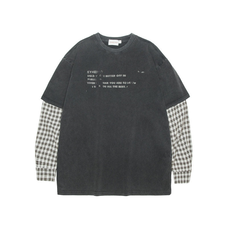 HeyHenry Streetwear Faux Two-Piece Long Sleeve T-Shirt