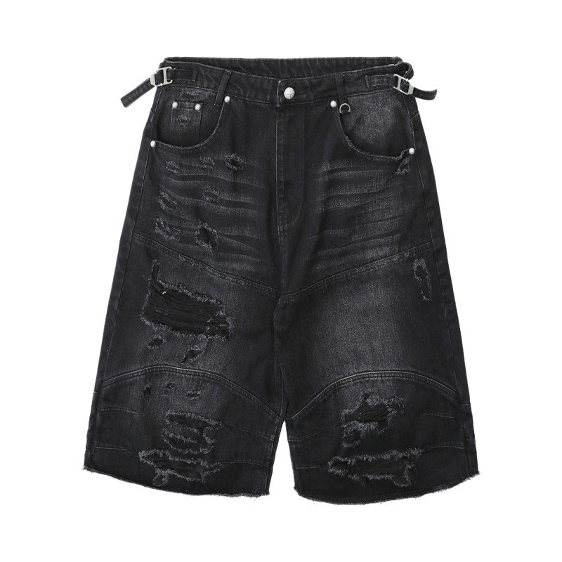 Badblood Women's Vintage Washed Distressed Cropped Straight-Leg Jeans