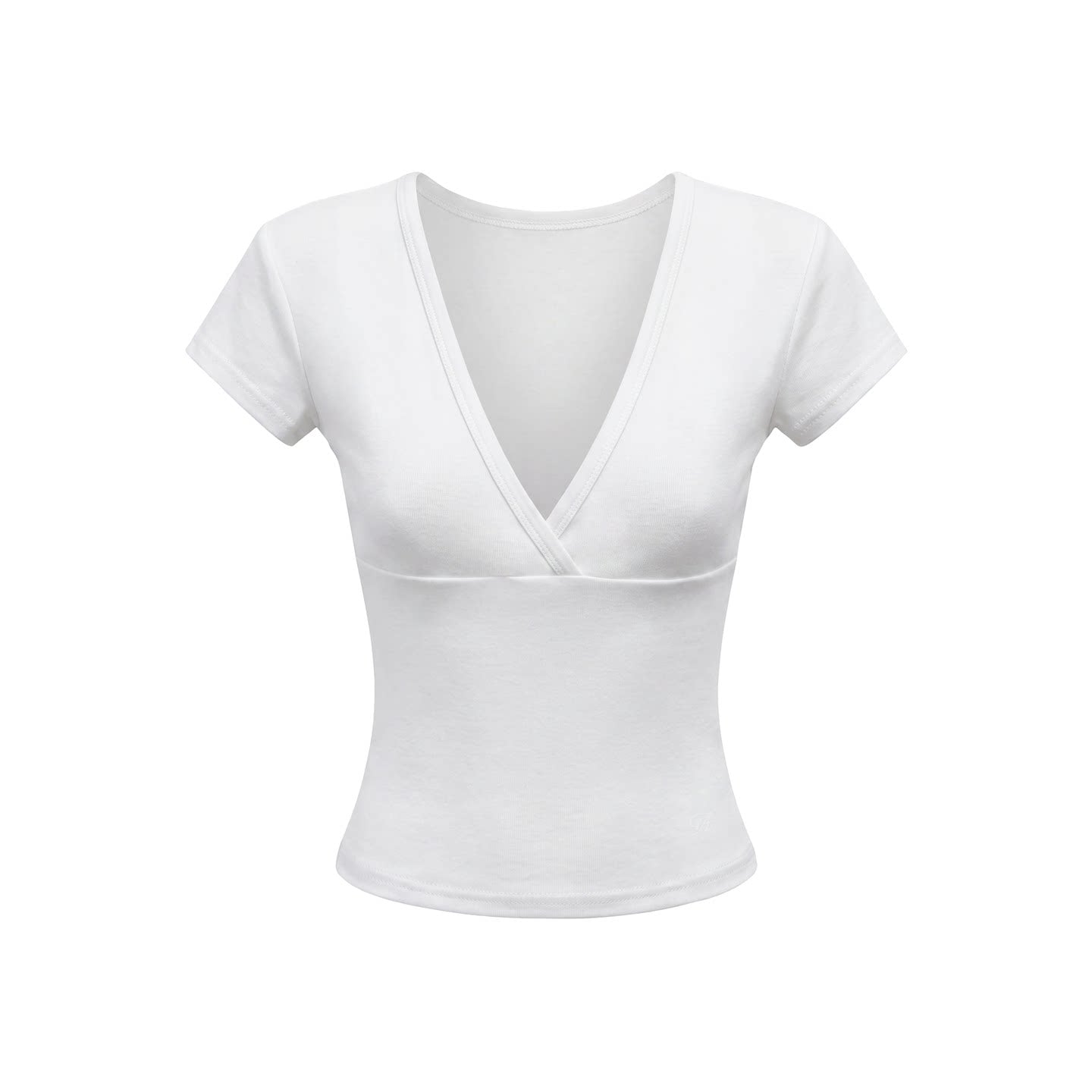 HeyHenry Women's Deep V-Neck Fitted Short Sleeve T-Shirt