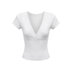 HeyHenry Women's Deep V-Neck Fitted Short Sleeve T-Shirt