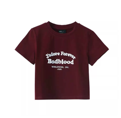 Badblood Women's 100% Cotton Cropped Crew Neck Short Sleeve Tee