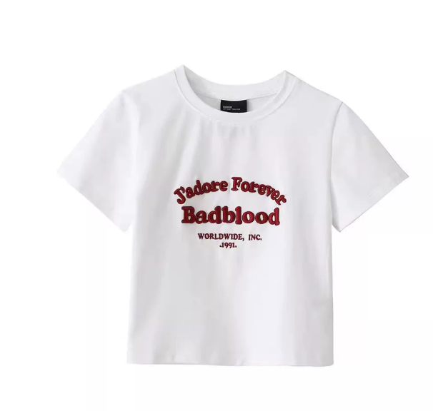 Badblood Women's 100% Cotton Cropped Crew Neck Short Sleeve Tee